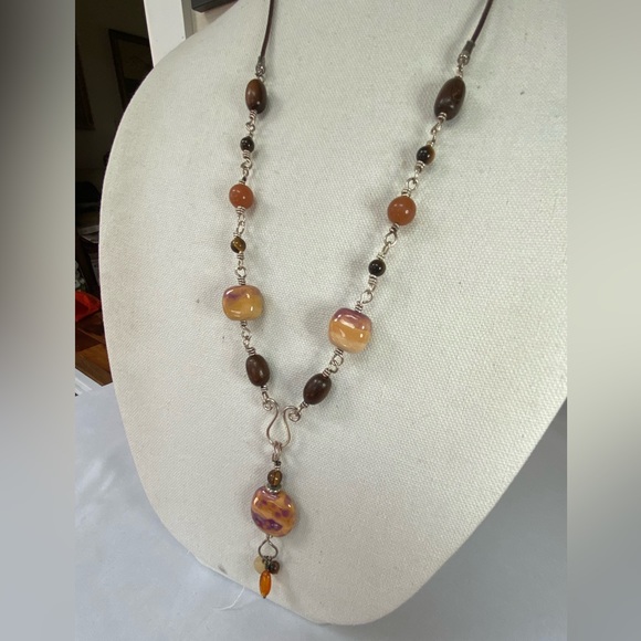 Funky artisan silvertone wire style neutral necklace - Picture 7 of 7